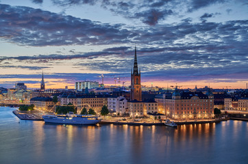 Fototapeta na wymiar Riddarholmen in Stockholm at sunset