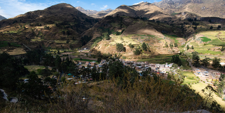 Panoramic view of Obrajillo town, near to Canta, Lima, Peru.