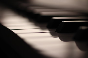 Close up macro of a piano keyboard