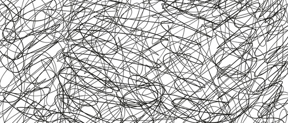Obraz premium Abstract сhaotic texture. Monochrome wallpaper. Hand drawn dinamic scrawls. Black and white illustration