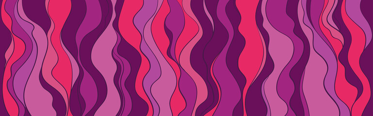 Seamless multicolored wallpaper on horizontally surface. Colorful wavy background. Hand drawn waves. Striped texture with many lines. Waved pattern. Colored illustration for banners, flyers or posters