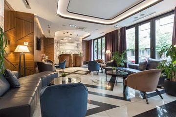 Fotobehang Interior of a modern luxury hotel reception © rilueda