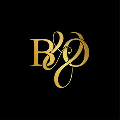 Initial letter B & O BO luxury art vector mark logo, gold color on black background.
