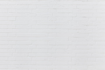 Simple white brick wall with light gray shades seamless pattern surface texture wide format background.