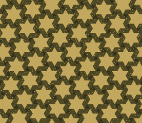 Seamless kraft paper brown and black grunge octagonal stars revolving pattern vector