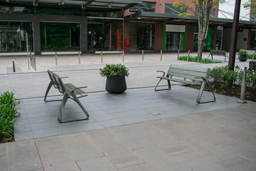 Park bench in street