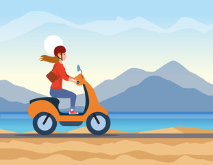 Travel Riding in scooter cartoon