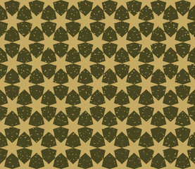 Seamless kraft paper brown and black grunge hexagonal stars tesselation pattern vector 