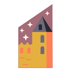 Medieval castle simple illustration on white background