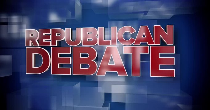 A red and blue dynamic 3D Republican Debate news title page background animation.	 	