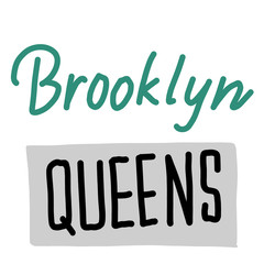 Brooklyn queens simple illustration on white background