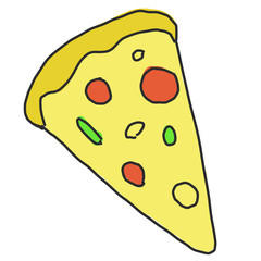 Piece of pizza simple illustration on white background