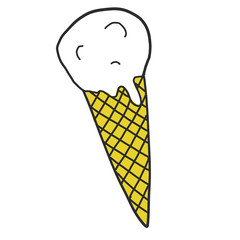 Ice cream cone simple illustration on white background