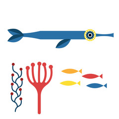 Obraz premium Blue fish illustration on white background