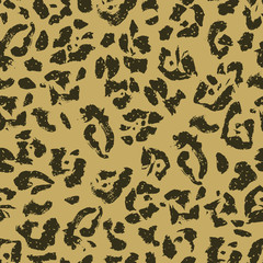 Seamless kraft paper brown and black grunge leopard skin animal pattern vector