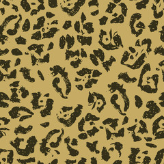 Seamless kraft paper brown and black grunge leopard skin animal pattern vector