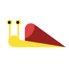 Yellow and red snail illustration on white background
