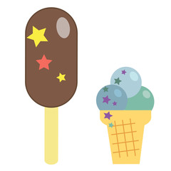 Ice cream illustration on white background