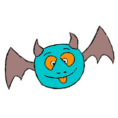 Colorful creature illustration on white background