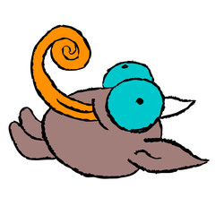 Colorful creature illustration on white background