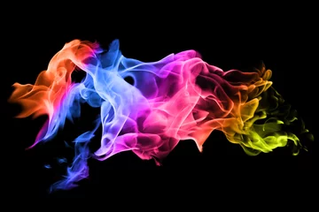 Photo sur Plexiglas Fumée Movement of colorful smoke on black background.