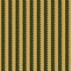 Seamless kraft paper brown and black grunge ethnic textile stripes with saw pattern vector