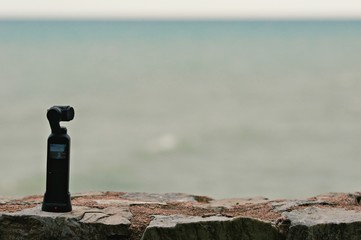 Fototapeta premium Nakhonratchasrima, Thailand - MARCH 11, 2019: DJI Osmo Pocket Camera close up. Osmo pocket is the smallest 3-axis stabilized handheld camera.