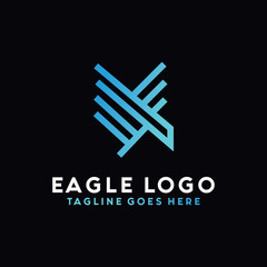 Eagle Logo Vector With Modern Shape And Blue Gradient Color. Hawk Bird Geometric Symbol. Falcon Logo Design Inspiration.