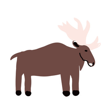 Moose simple illustration on white background