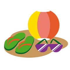 Beach set simple illustration on white background