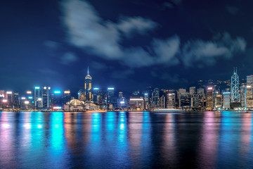 Obraz premium Hong Kong cityscape at night. View From Victoria Harbour.