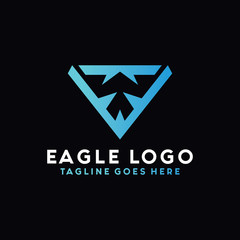 Eagle Logo Vector With Modern Shape And Blue Gradient Color. Hawk Bird Geometric Symbol. Falcon Logo Design Inspiration.