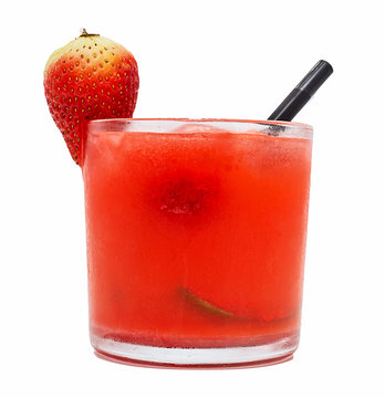caipirinha strawberry isolated white background