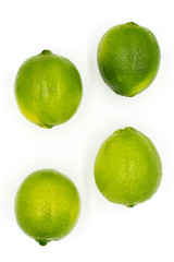 Limes on white background