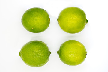 Limes on white background