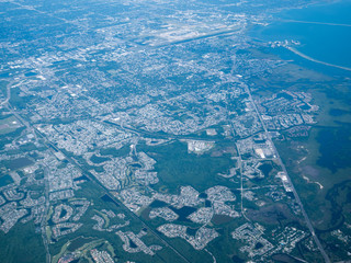 Aerial view of Tampa, st petersburg and clearwater in Florida, USA