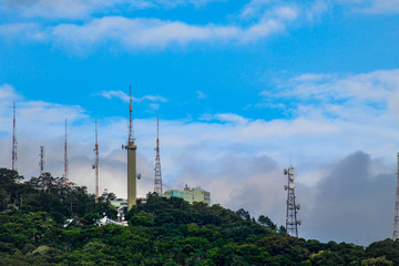 Florianopolis  Nuvens e céu azul no Morro da Cruz, cidade de Florianópolis, estado de Santa Catarina, Brasil