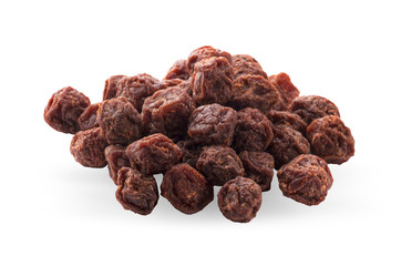 Organic prunes,dried plum,dried apricots on white background,with clipping path.