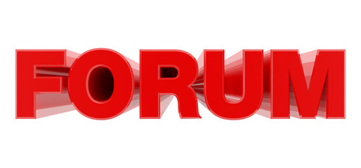 FORUM red word on white background illustration 3D rendering