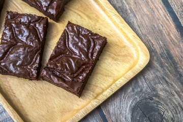 Nutella Brownie on the wood table blackground