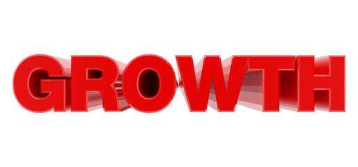 GROWTH red word on white background illustration 3D rendering