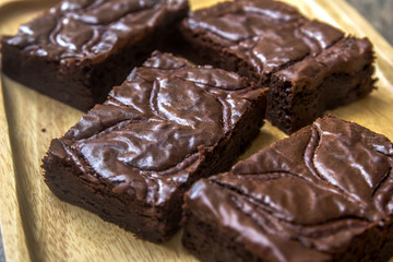 Nutella Brownie on the wood table blackground