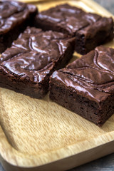 Nutella Brownie on the wood table blackground