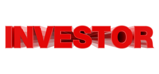 INVESTOR red word on white background illustration 3D rendering