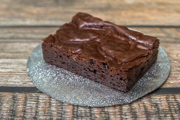 Nutella Brownie on the wood table blackground
