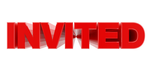 INVITED red word on white background illustration 3D rendering