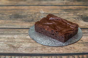 Nutella Brownie on the wood table blackground