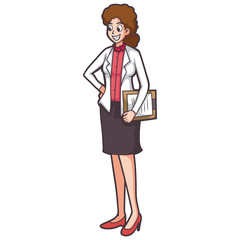 smile cartoon doctor carrying book document