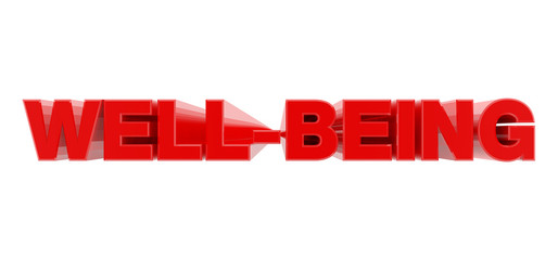 WELL-BEING red word on white background illustration 3D rendering