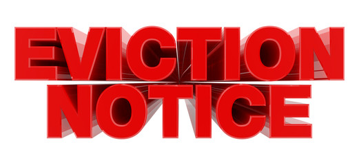 EVICTION NOTICE red word on white background illustration 3D rendering